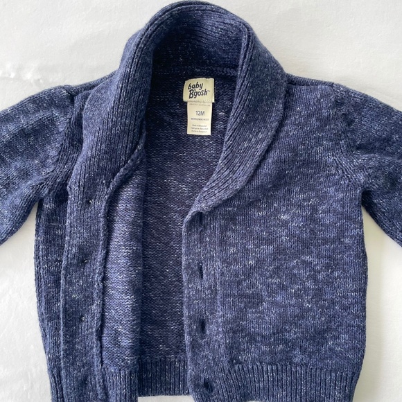 OshKosh Baby B'gosh Blue Shawl Collar Button Up Cardigan Sweater Size 12M - Picture 2 of 12